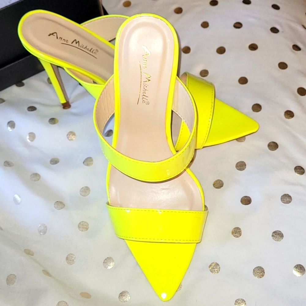 Neon Yellow Mule Stiletto Sandal